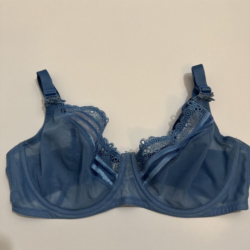 Wacoal Delicate Notion Full Figure Underwire Bra 38D Blue 855162 Discontinued